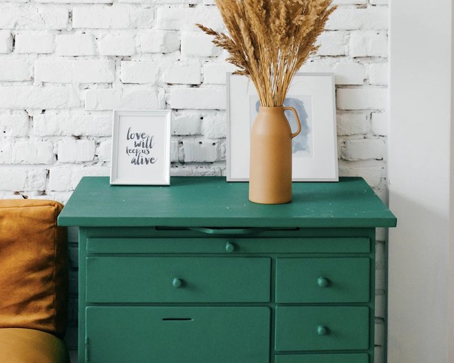 Drawer with a vase on top